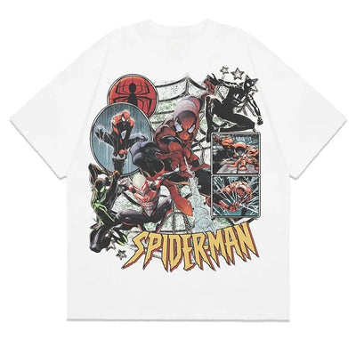 Marvel Spider-Man Graphic Printing Summer Autumn Winter Cotton Men's and Women's Oversized T-shirts Short Sleeves Outdoor Sports