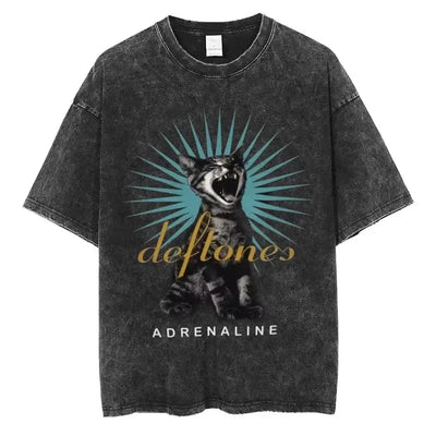 New Hip Hop Deftones Washed Short sleeved round neck Y2k Tshirt Men Clothing New in Top & Tees Mens T-Shirt  Camisetas 61356