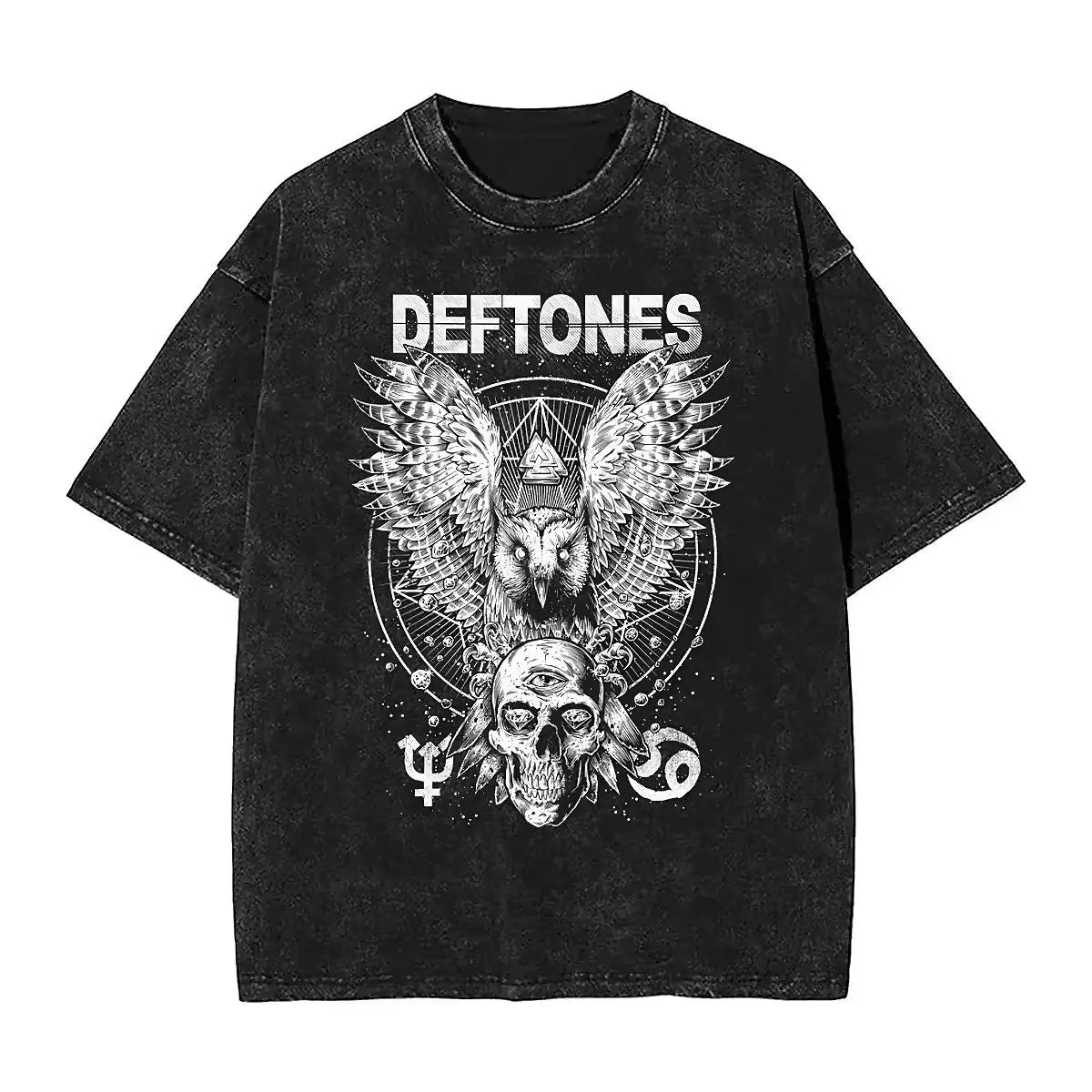New Hip Hop Deftones Washed Short sleeved round neck Y2k Tshirt Men Clothing New in Top & Tees Mens T-Shirt  Camisetas 61356
