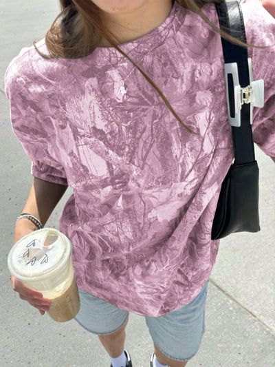 Y2K Women'S T-Shirt Round Neck Full Body Printed Loose Short Sleeved Fashionable Casual Retro Clothing Trend Women Top Tee