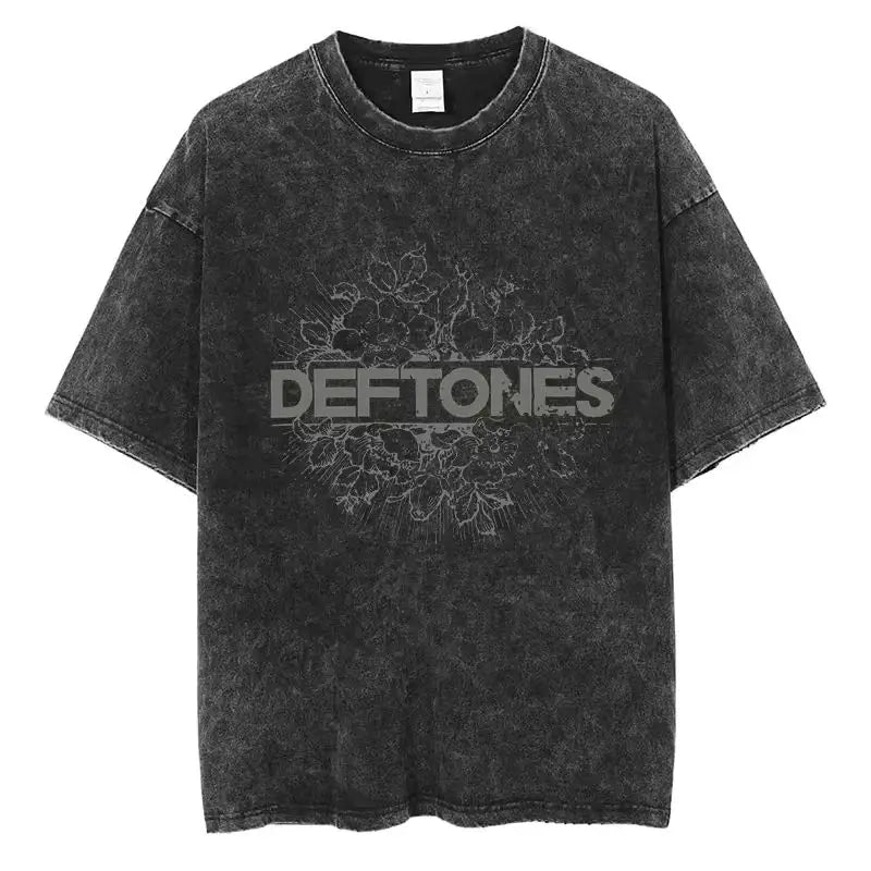 New Hip Hop Deftones Washed Short sleeved round neck Y2k Tshirt Men Clothing New in Top & Tees Mens T-Shirt  Camisetas 61356