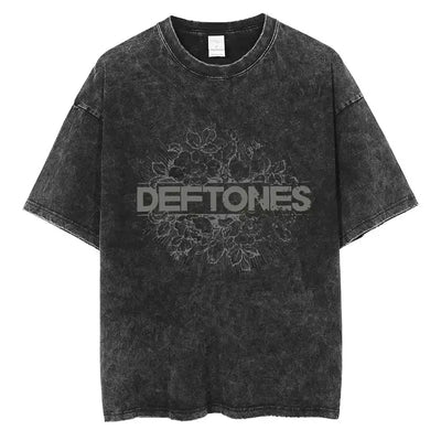 New Hip Hop Deftones Washed Short sleeved round neck Y2k Tshirt Men Clothing New in Top & Tees Mens T-Shirt  Camisetas 61356