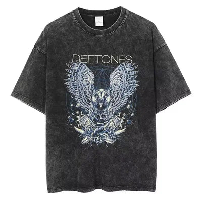 New Hip Hop Deftones Washed Short sleeved round neck Y2k Tshirt Men Clothing New in Top & Tees Mens T-Shirt  Camisetas 61356