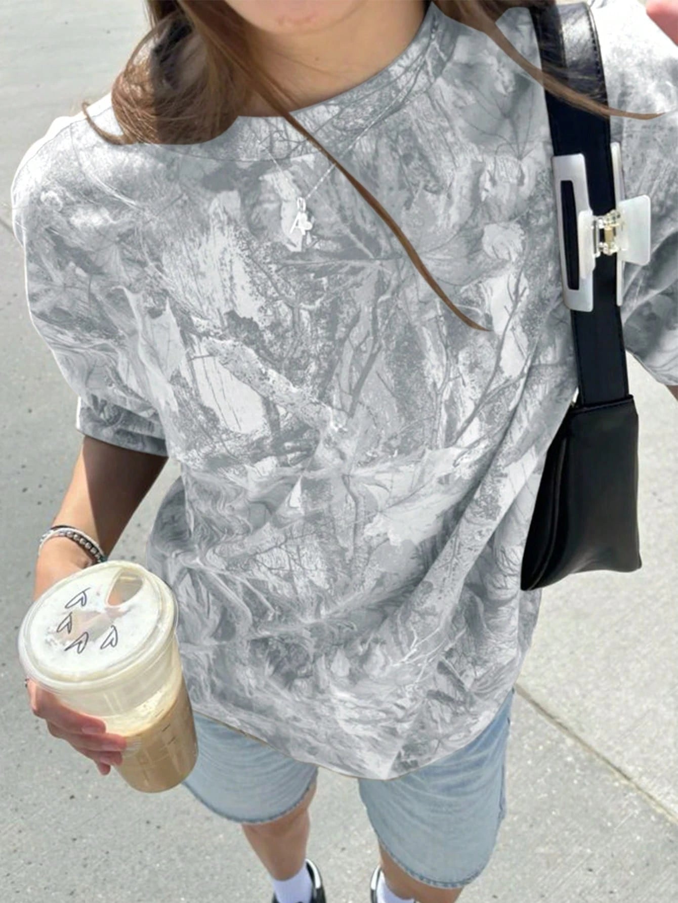 Y2K Women'S T-Shirt Round Neck Full Body Printed Loose Short Sleeved Fashionable Casual Retro Clothing Trend Women Top Tee