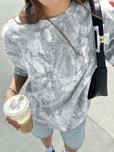 Y2K Women'S T-Shirt Round Neck Full Body Printed Loose Short Sleeved Fashionable Casual Retro Clothing Trend Women Top Tee