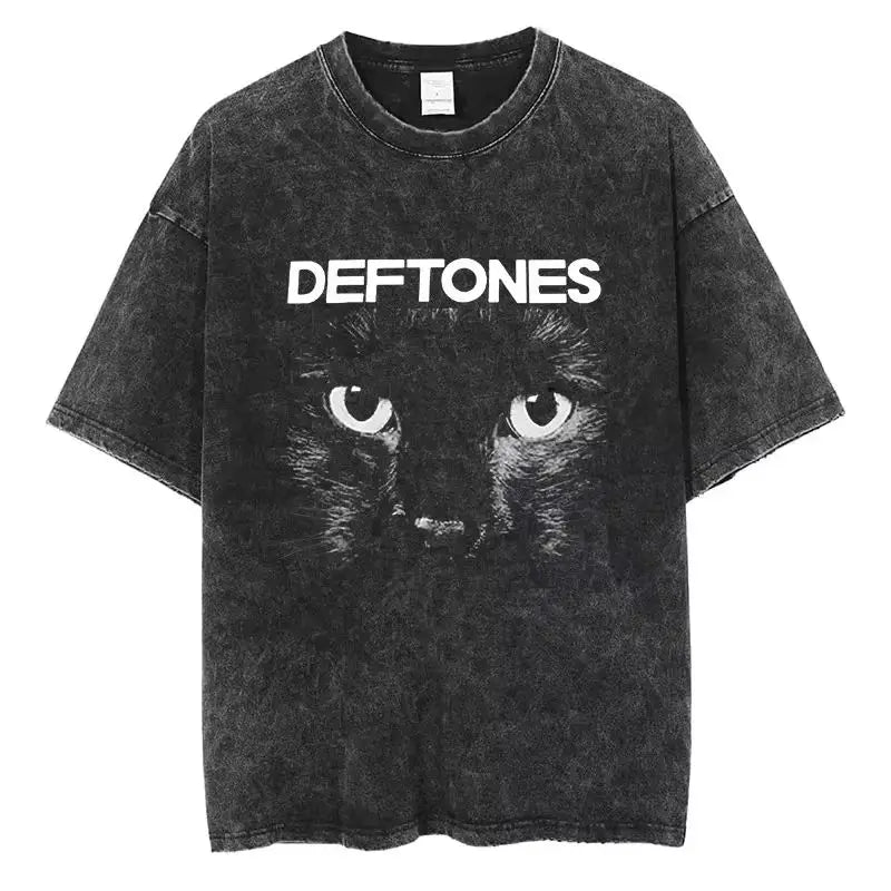 New Hip Hop Deftones Washed Short sleeved round neck Y2k Tshirt Men Clothing New in Top & Tees Mens T-Shirt  Camisetas 61356