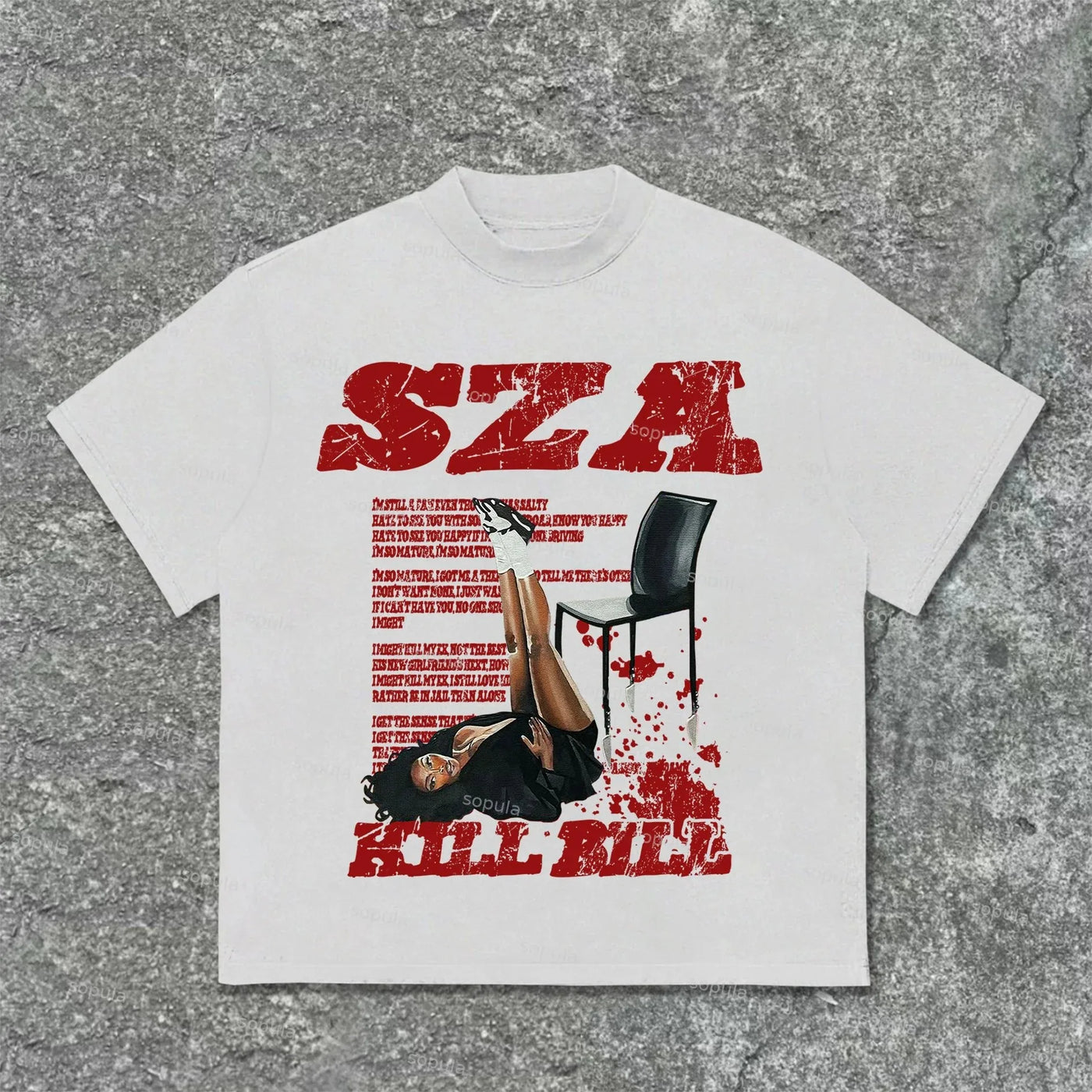 Sza Print Kill Bill Retro Graphic Cotton T-Shirt Men Street Trend Retro Y2K Short Sleeve Women's Fashion Hip Hop Rock Top